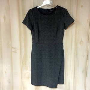 Banana Republic Gray Black Plaid Short Sleeve Wrap Skirt Dress Sz 6